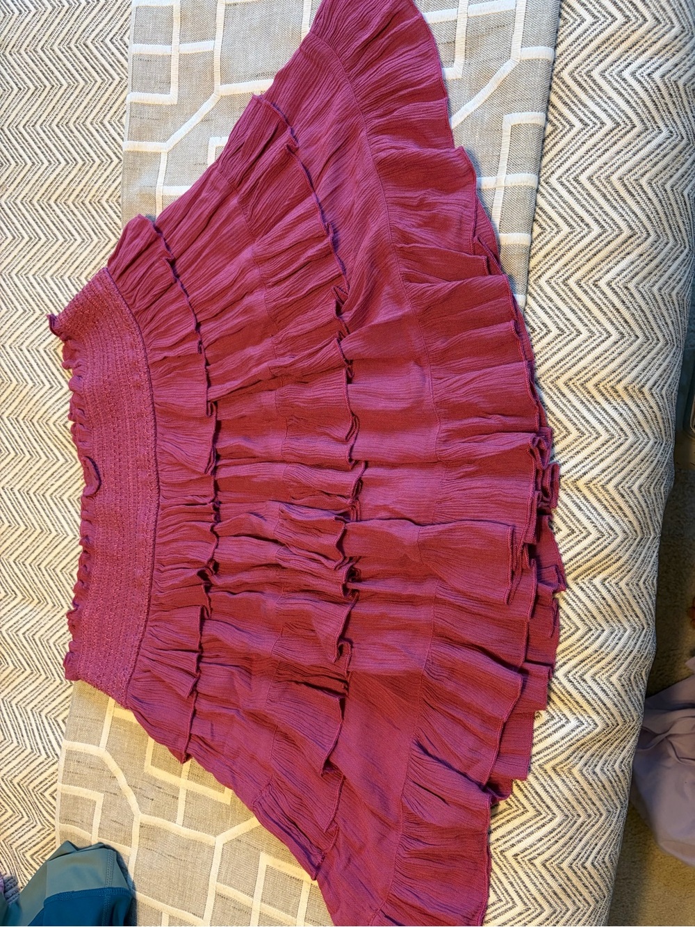Free People Ruffled Tiered Skirt in Magenta